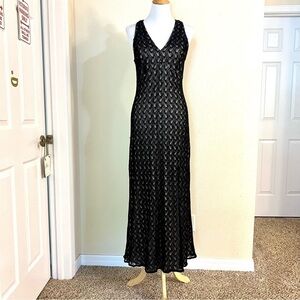 RIMINI by Shawn Y2K Vintage Noir Or Dentelle lace Maxi Cocktail dress black 8